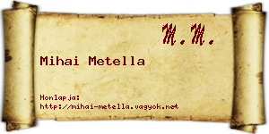 Mihai Metella névjegykártya